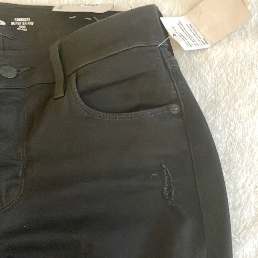 Old Navy Rockstar Super Skinny Distressed Black Jeans Size 4 - Picture 7 of 9